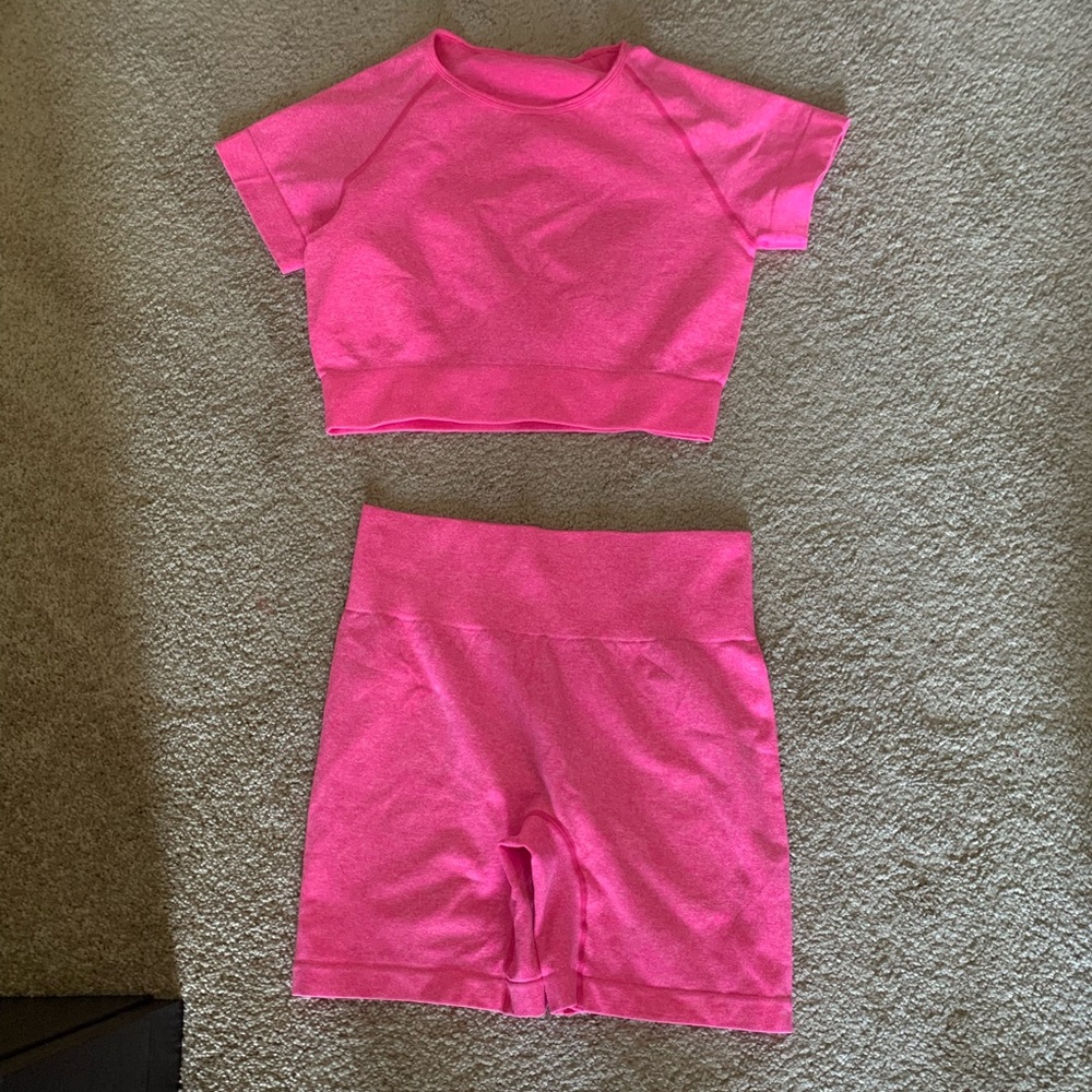 Short sleeve workout matching set athletic